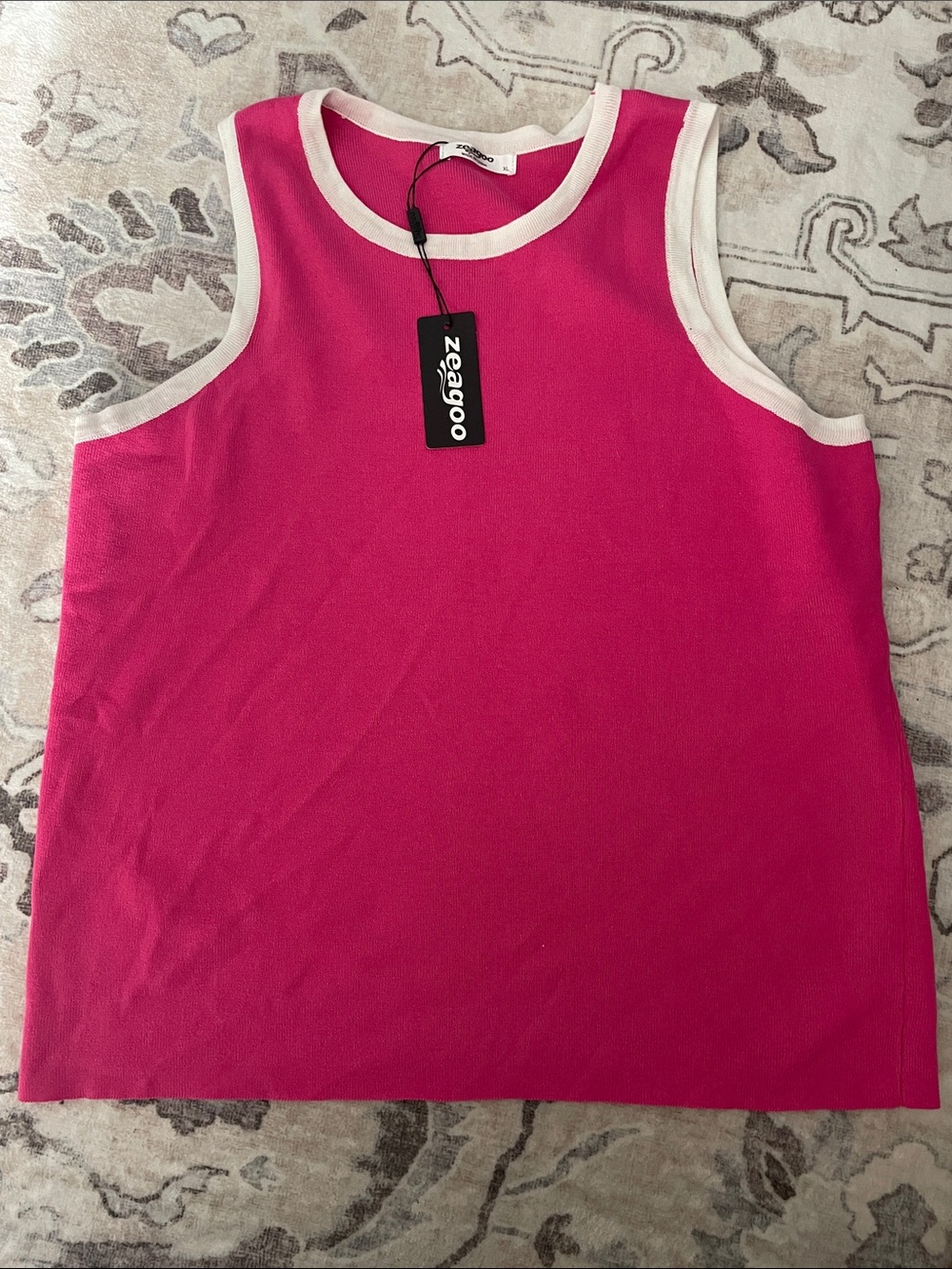 zeagoo Hot Pink Tank Top with White Trim